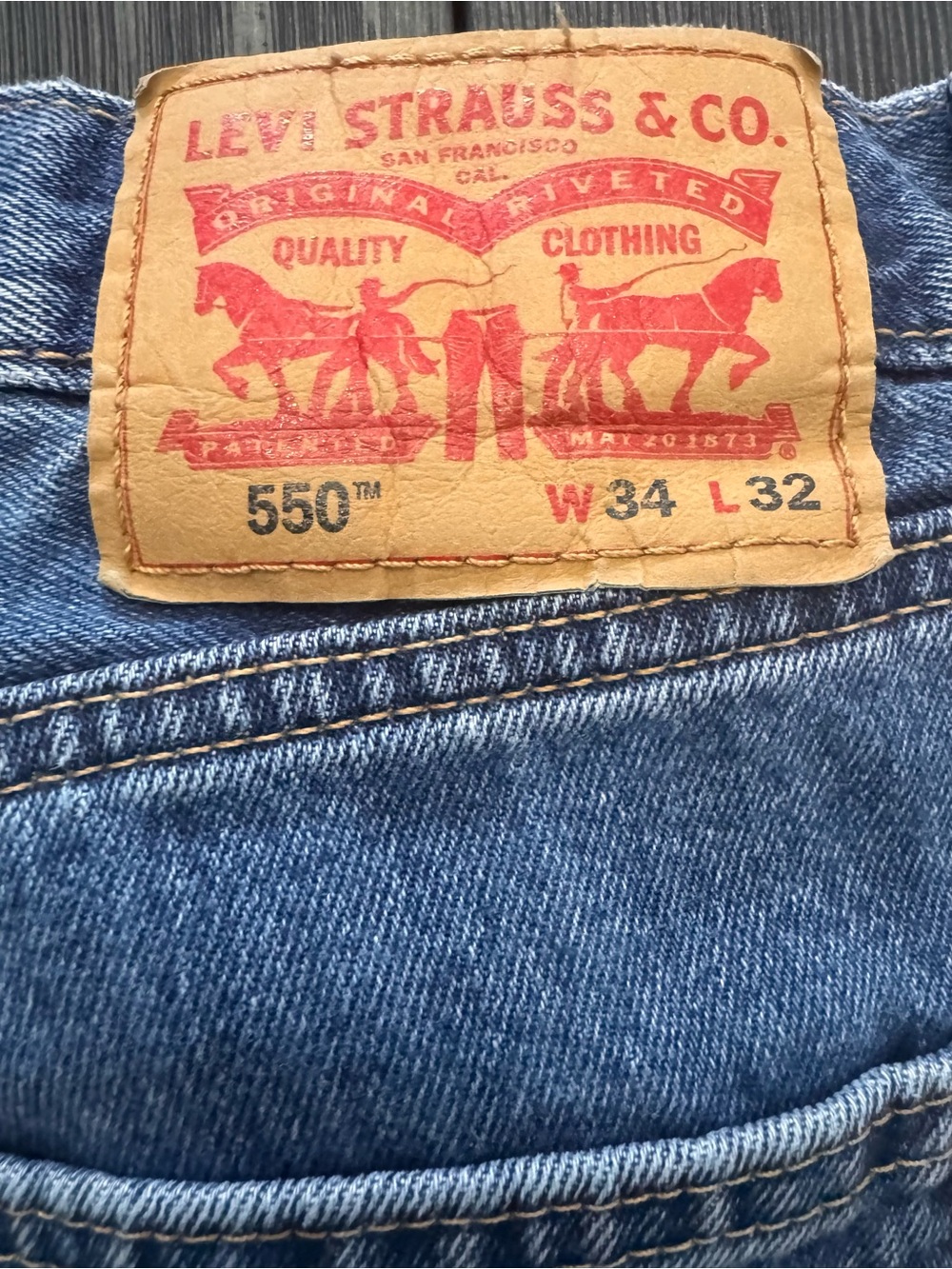 Levis 550 Relaxed Fit Tapered Leg Medium Wash Blue Denim Jeans Mens 34x32 - Picture 2 of 14